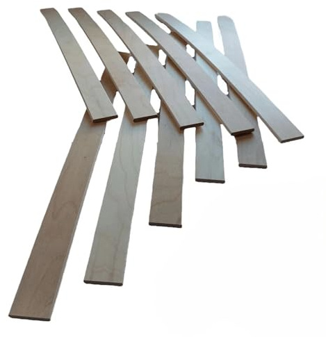 EBAC Literie Lot de 10 Lattes pour sommier et lit | 780x53x8 mm | Bois hêtre Durable - 7 Plis | Remplacement - Rechange - Renfort pour sommier/bz/clic clac/canapé
