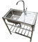 Robinet Chaud/froid Et Lavabo, Évier De Cuisine En Acier Inoxydable Sur Pied Avec Établi, Evier INOX 1 Bac avec Egouttoir Et Robinet, Portable et sur Pied, Facile à Nettoyer. (Size : Single layer)
