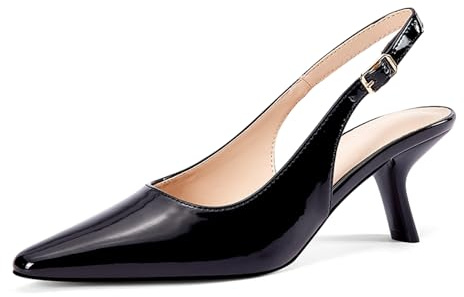 GENSHUO Zapatos de tacón Alto para Mujer, tacón de 6 cm, Estilo Gatito, Punta Afilada, Elegantes y Brillantes de Charol, 37 EU