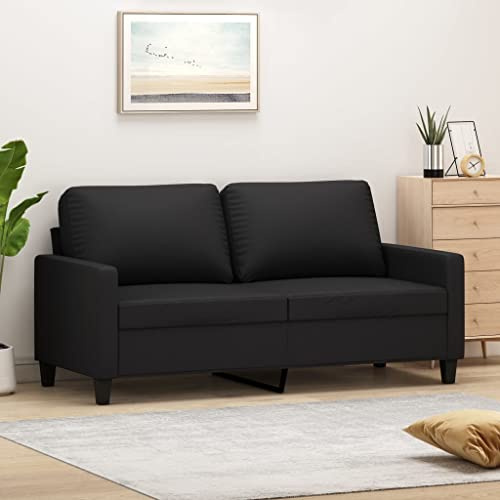 SECOLI Canapé 3 places 3 places Canapé 3 places Canapé Lounge Canapés & Canapés pour Salon/Chambre/Bureau/Salon - Cuir synthétique noir - 2 places : 140 cm