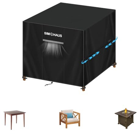 SIMPHAUS Funda Exterior Impermeable Funda Mesa Jardin Cuadrada 95x95x90cm
