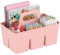 Lifewit Plastic Art Supply Storage Organizer, Divided Caddy Organizer with Handle for Craft Supplies, Cosmetics, Holds Pencil, Crayon, Brushes, Hair Product, Dorm Shower Caddy, Pink, 1Pack