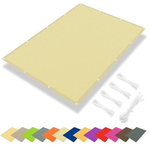 IOAOI Wasserfestes Sonnensegel, 1 x 1 m, 95 % UV-Block, rechteckig, Sonnensegel, Gartenüberdachung mit Gratis Seil, quadratisches Sonnensegel für Außenbereich, Terrasse, Balkon, Pergola-Off-White