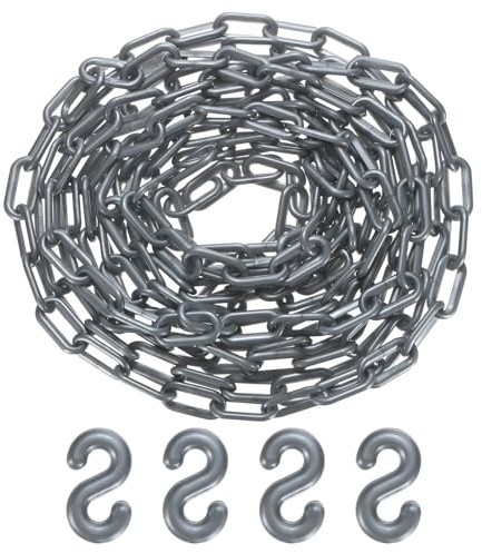 M METERXITY Cadena De Barreras Plásticas 24 Pies De Longitud Cadena De Seguridad Impermeable Gris Con Hebilla En Forma De S Para Control De Multitudes Ascensor