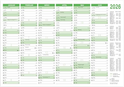RNKVERLAG Tafelkalender 2026 im DIN A4 querformat, aus 250 g/m² Karton mit Tageszählung, 25 Stück