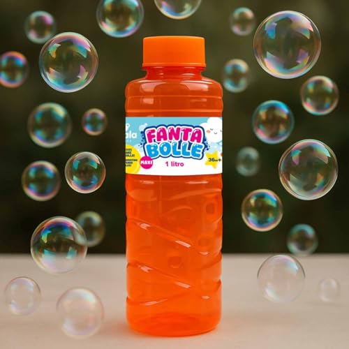 BEPER Burbujas 1 litro - Botella resellable con Varita de Burbujas - Líquido microbiológicamente testado - Ideal para niños a Partir de 36 Meses y envase de Recambio para máquinas de Burbujas
