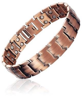 HUVZOR Pulsera magnética para hombre – Pulsera Ultrarresistente Brazaletes de Longitud,para mujeres y hombre para el día a día, deportes, trabajo, gimnasio, tenis(Bronce)