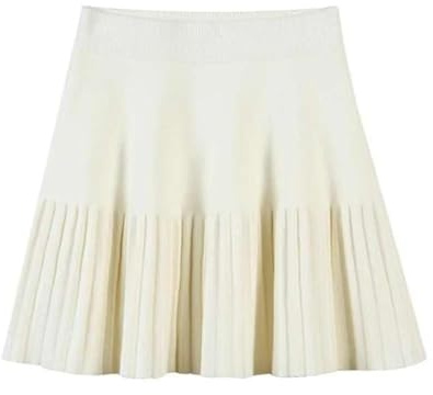 ZAFUL Skirts for Women 2024 Winter Pleated Knit Stretchy A Line Mini Skirt(1-White, F)
