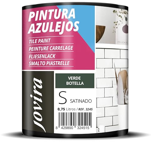 JOVIRA PINTURAS Pintura para Azulejos al Agua, Satinado. Da una imagen nueva a tu cocina y baño. (750 Mililitros, Verde Botella) -T