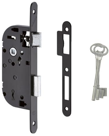 METALUX série 670 NF - Serrure à encastrer Réversible sans démontage avec Gâche et Clé L Porte de chambre | Porte de Toilettes | Porte de salle de bain | Porte de bureau (Axe 40)