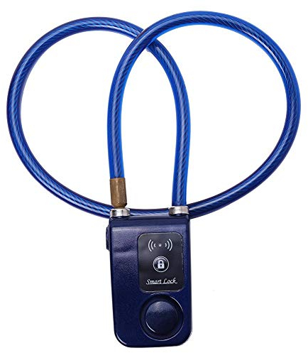 VGEBY Fahrradschloss Alarm, Wasserdichtes Fahrradkettenschloss APP Steuerung Bluetooth Intelligentes Hochsicherheits Schloss mit 105 dB Alarm für Fahrrad Motorrad (Blau)