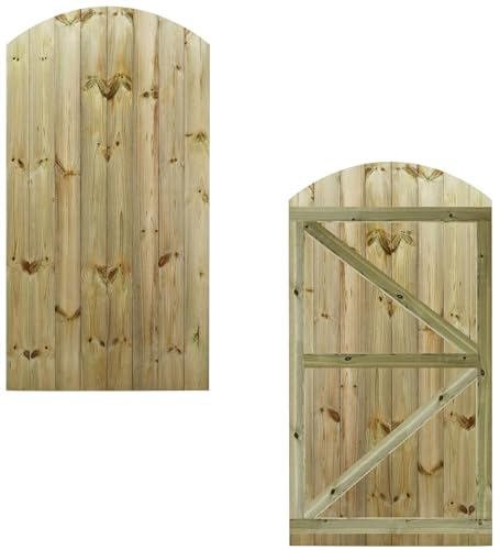Bespoke Custom Made To Measure UPTO HEIGHT: 6ft (180cm High) Tongue & Groove Fully Framed Arch Top Pathway Garden Pedestrian Gate [Width Between 75CM to 90CM Hinge Pack Option Removed