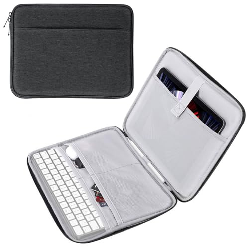 MoKo Custodia per Tablet da 13 Pollice, Custodia Morbida con Multitasche per 13 iPad Pro M4 2024, 13 iPad Air M2 2024, iPad Pro 12.9 M2 2022/2021/2020/2018,Surface Laptop Go 12.4,Nero & Grigio