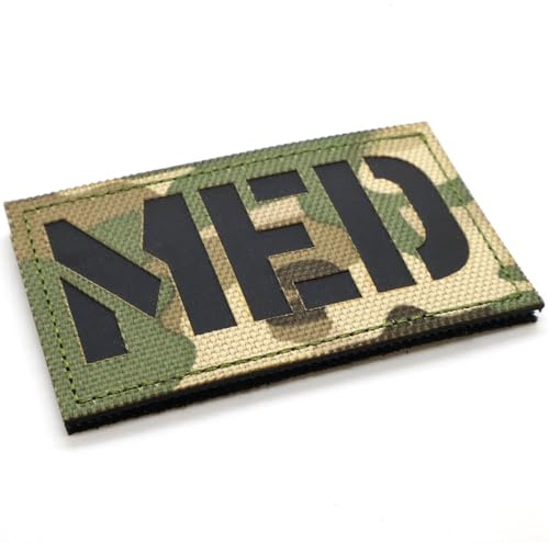 Multicam Camo IRR Medic Med Patch Hook och Loop 8 x 5 cm Första hjälpen armé Airsoft emblem EMS EMT MTP