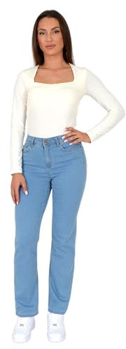 ESRA Straight Leg Jeans Damen High Waist - Premium Stretch Jeans aus Extra Weicher Baumwolle