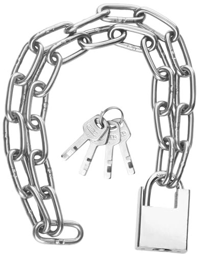 HexinYigjly 304 Stainless Steel Security Chain With Padlock - 5mm x 1 Meter Heavy Duty Lock System for Motorbike, Bicycle, and Scooter