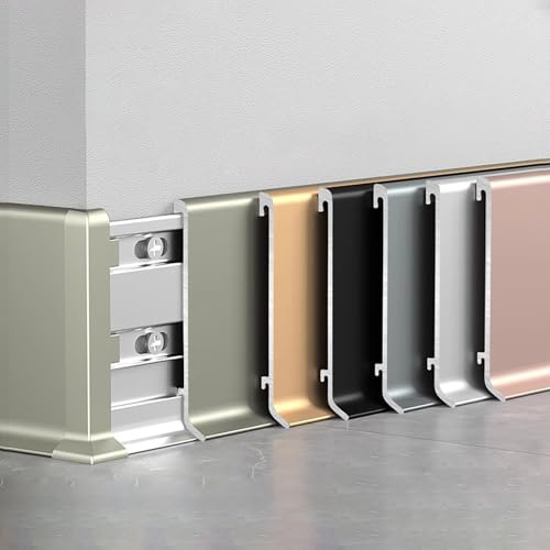 Raouoae Battiscopa In Alluminio Elegante 125cm - Set Da 2 - Colori Assortiti Per Pavimenti Laminato, Parquet E Vinile - Soluzioni Resistenti E Facili Da Installare, Ideale Per Ristrutturazione D’inter