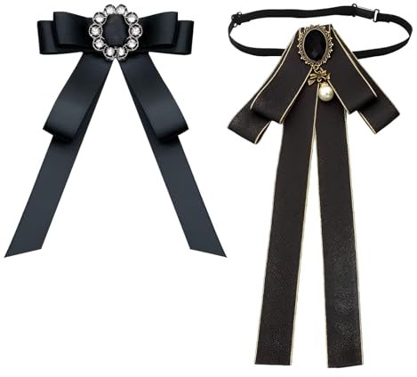 2 Pcs Strass Schleife Brosche,WideSmart Perle Brosche Schleife Brosches Bogen brosches Damen Band Pin Kristall Band Frauen Party Graduation Fliege Revers