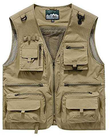 Mymyguoe Jagdweste Herren Leichte Sommerweste Atmungsaktiv Angelbekleidung Softshellwesten Safari Ärmellose Jacke Security Weste Werkzeugweste Schießweste Freizeit Camping Fotografie Weste