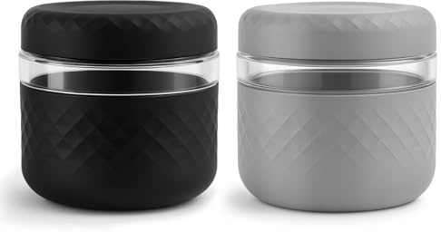 Cafezi 24 oz Glass Lunch Bowl Containers with Lids 2 Pack | Leak & Spill Proof, BPA-Free, Microwave & Dishwasher Safe | Airtight Meal Prep & Food Storage Jar for Lunch, Salad, Soup, Oats, Stew, Yogurt