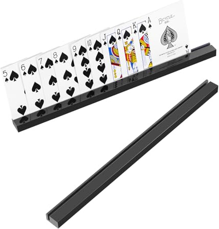 olnamo Playing Card Holders 13.4 Inches Acrylic Solid Card Holder for Playing Card Games (2 pcs, Black)