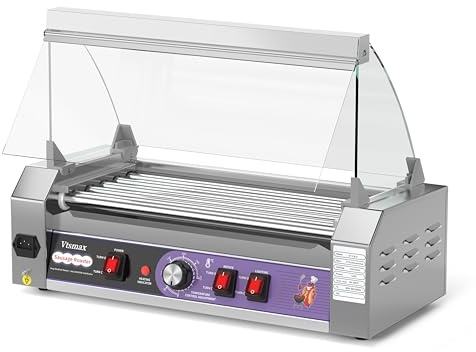 Commercial Hot Dog Roller 5 Rollers, 304 Stainless Steel, 12 Hot Dogs Capacity, 760W Fast Heating, Removable Oil Drip Tray, for Party, Home & Food Truck