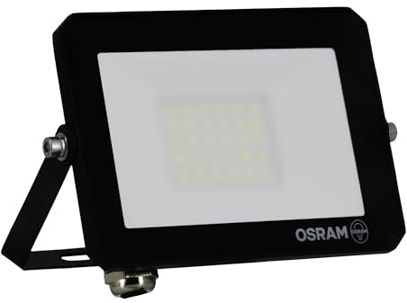 Osram LUX LED Flutlicht modern 20W, 1800lm, 4000K, IP65, Aluminium Schwarz, Außenstrahler, Milchglas