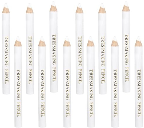 12pcs Fabric Markers for Sewing, Water Soluble Sewing Fabric Pencils with Tip Caps Tailors Chalk Tracing Tools for Quilting Tailoring Embroidery Dressmakers DIY Crafts (White)