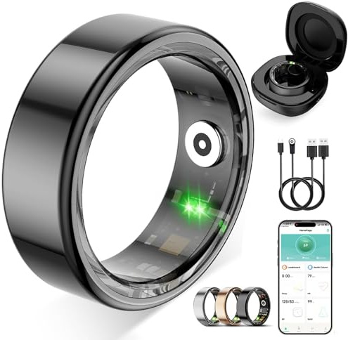 ZBNMY Bague intelligente pour homme et femme, bracelet de suivi d'activité avec fréquence cardiaque, surveillance du sommeil, oxygène dans le sang, compteur de pas pour iOS et Android, sans frais