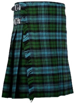 Kilts Boutique Campbell antik tartan kilt för män 8 Yard skotsk höglandskkilt, akrylull, traditionell veckad kilt med läderremmar och kromspännen, anpassad midja, 61 cm längd