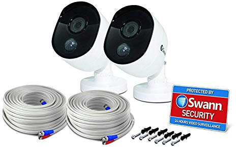 Swann 1080p Full HD Outdoor Thermal Sensing Bullet Security Cameras with IR Night Vision and PIR Motion Detection, White, 2 Pack