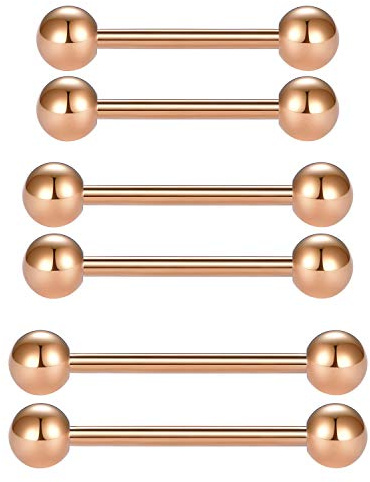 Longita 16G Zungenpiercing Brustwarzenpiercing 14mm 16mm 18mm Stab Chirurgenstahl für Damen Herren Körperschmuck 6 Stück