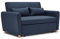 Bravich Pull Out Two Seater Double Sofa Bed - Blue. Modern Contemporary Space Saving Folding Bed, Easy Fold Living Room Furniture To Full Size Double Bed. Fabric Couch With Thick Foam Cushions.