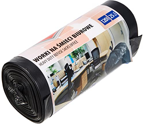 Office Products 22021236-05 Müllbeutel 120 L - 25 Stück LDPE| Müllsäcke Mülltüte Abfallsäcke Mülltüte für Den Hausmüll für das Büro| Farbe: Schwarz | Foliendicke: 28 μm