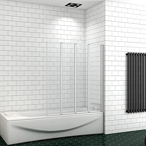 Ducha Casa 140x100cm Mampara de bañera plegable, Perfil de aluminio mate, Cristal 4mm templado
