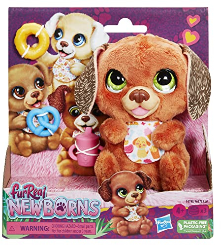 FurReal Newborns Hündchen, Animatronik Plüschspielzeug mit Soundeffekten, interaktives Tierchen für Kinder ab 4 Jahren