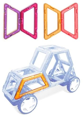 MAGNIKON Magnetische Bausteine Ersatzset | Magnetbausteine | Kinderspielzeug ab 3 Jahre | Geschenk Für Mädchen, Jungen | Montessori Spielzeug | (Trapez)