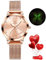 OLEVS Ladies Watch Japanese Quartz Rose Gold Stainless Steel Mesh Strap Diamond Luxury Dress Waterproof Luminous Bracelet Sets