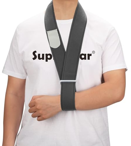 supregear Arm Sling, Adjustable Collar and Cuff Sling, Lightweight Simple Shoulder Immobilizer Arm Elbow Support Strap for Men Women, One Size Fits Most, Dark Gray