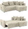 Cord Ecksofa 236x160 cm mit Schlaffunktion und Bettkasten, Tasche in der Armlehne, L-Couch mit Ottomane ausziehbar, links oder rechts montierbar, Bezug Cordstoff in Beige Grau / 15201