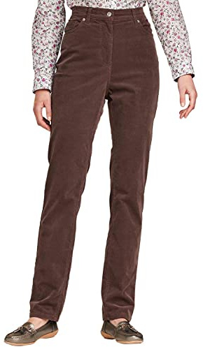 Amber Ladies Jeans with Elasticated Back Waist Jeans for Women Stretch Cord Chocolate 16
