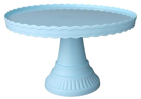 ulafbwur Alzata in plastica da 30,5 cm, stabile, antiscivolo, design ondulato, per dessert, per matrimoni, colore: blu