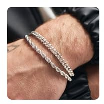 RANKEEF Sterling Silber Armband Herren Silber Kettenarmband für Männer Kubanisches Gliederarmband für Männer Seilarmbänder Armband Herren 925 Herrenschmuck Vatertagsgeschenke