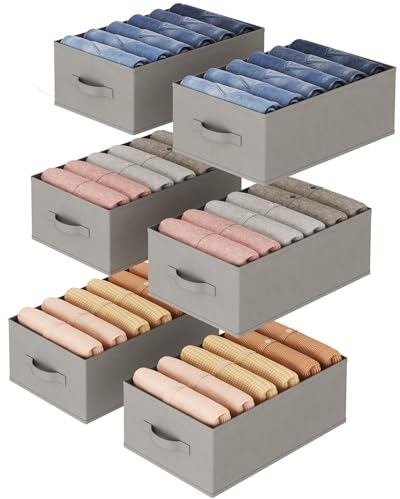 Lifewit Cajas Organizador de Armario Ropa, Plegables Separadores de Cajones, Colmeias Almacenamiento Gavetas con 6 Compartiments para Almacenar Camisetas/Pantalones/Suéteres, 42 x 27 x 17 cm, 6 Piezas