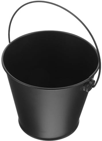 Happyyami Seau à graisse pour barbecue - Noir - Seau à cendres - Seau à charbon à granulés - Pour cheminées, foyers, fours pour barbecue, fumoir, accessoires de barbecue