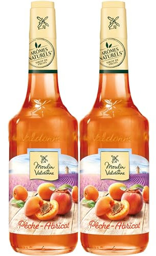 Moulin de Valdonne Sirop de Pêche Abricot pour boisson rafraîchissante, cocktail avec ou sans alcool, 2 bouteilles 70 cl
