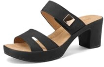 QUEEN HELENA Sabot con Tacco Largo con Sottopiede Ortopedico Donna BZ399 (BZ399 Nero, Sistema Taglie Calzature EU, Adulto, Donna, Numero, Media, 38)