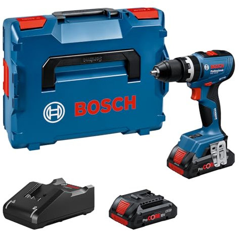 Bosch Professional 18V System Akku-Bohrschrauber GSB 18V-65 (bürstenloser Motor, Kopflänge 175, inkl 2x Akku ProCORE18V 4.0Ah, L-BOXX)