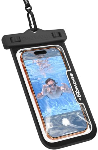 Seawag NEXT Custodia Impermeabile per Telefono, IPX8 Sacchetto Impermeabile per iPhone 16/15/14 Pro Max e Samsung Galaxy S25 – Custodia Subacquea, Touchscreen Completo, Laccetto, Spiaggia, Piscina