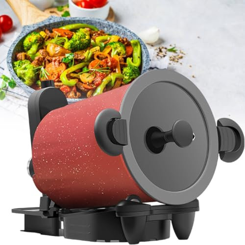 Multicocina inteligente completamente automática, antiadherente, giratorio de 360°, para cocinar sin esfuerzo en interiores y exteriores
